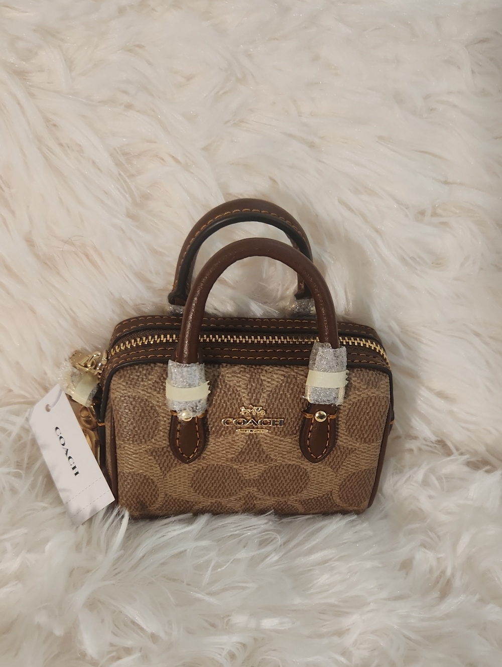 Coach Brown Signature Mini Satchel with Gold Hardware